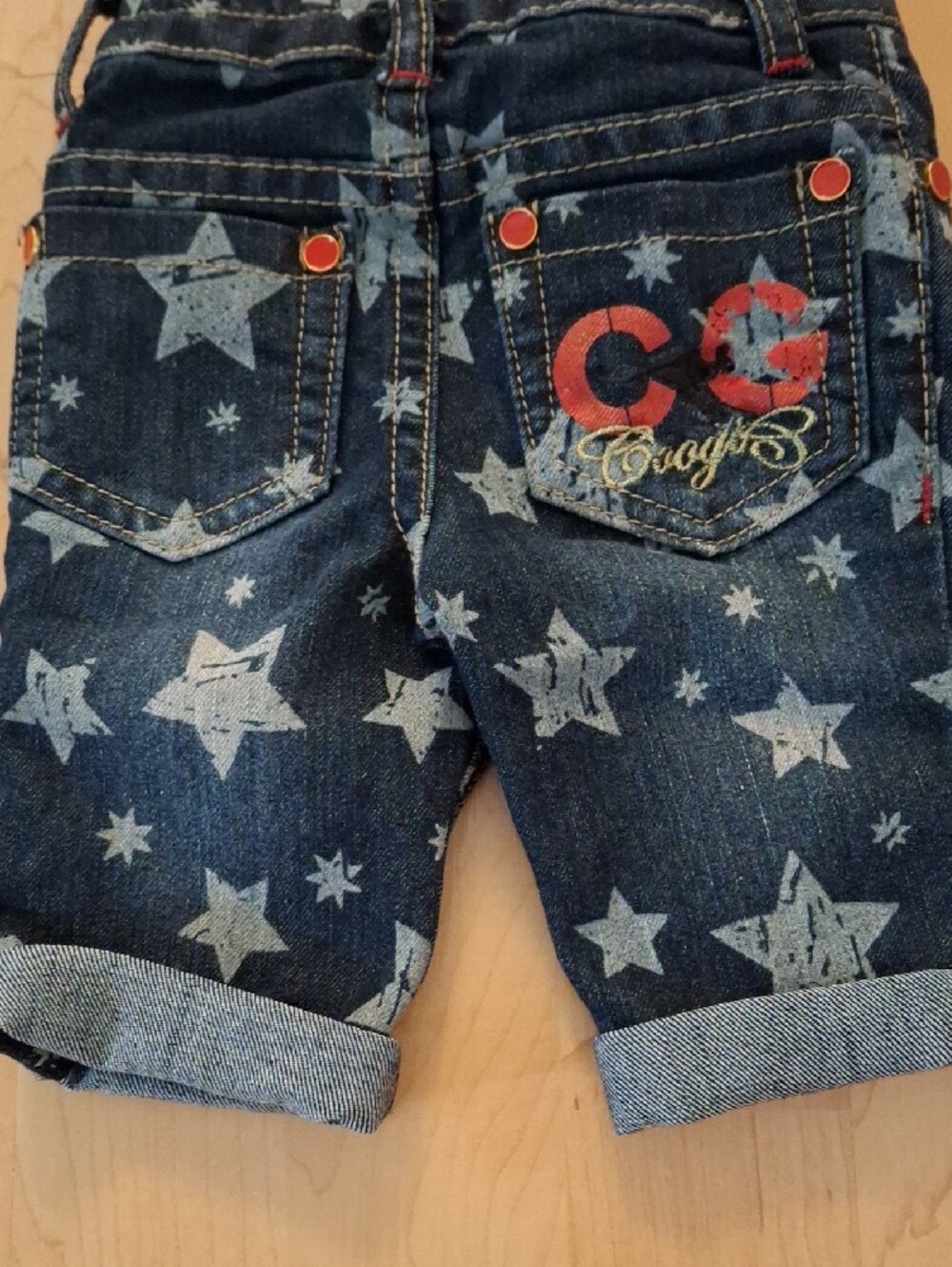 COOGI Star Print Kids Blue Denim Jean Shorts Size 12m - Picture 10 of 10